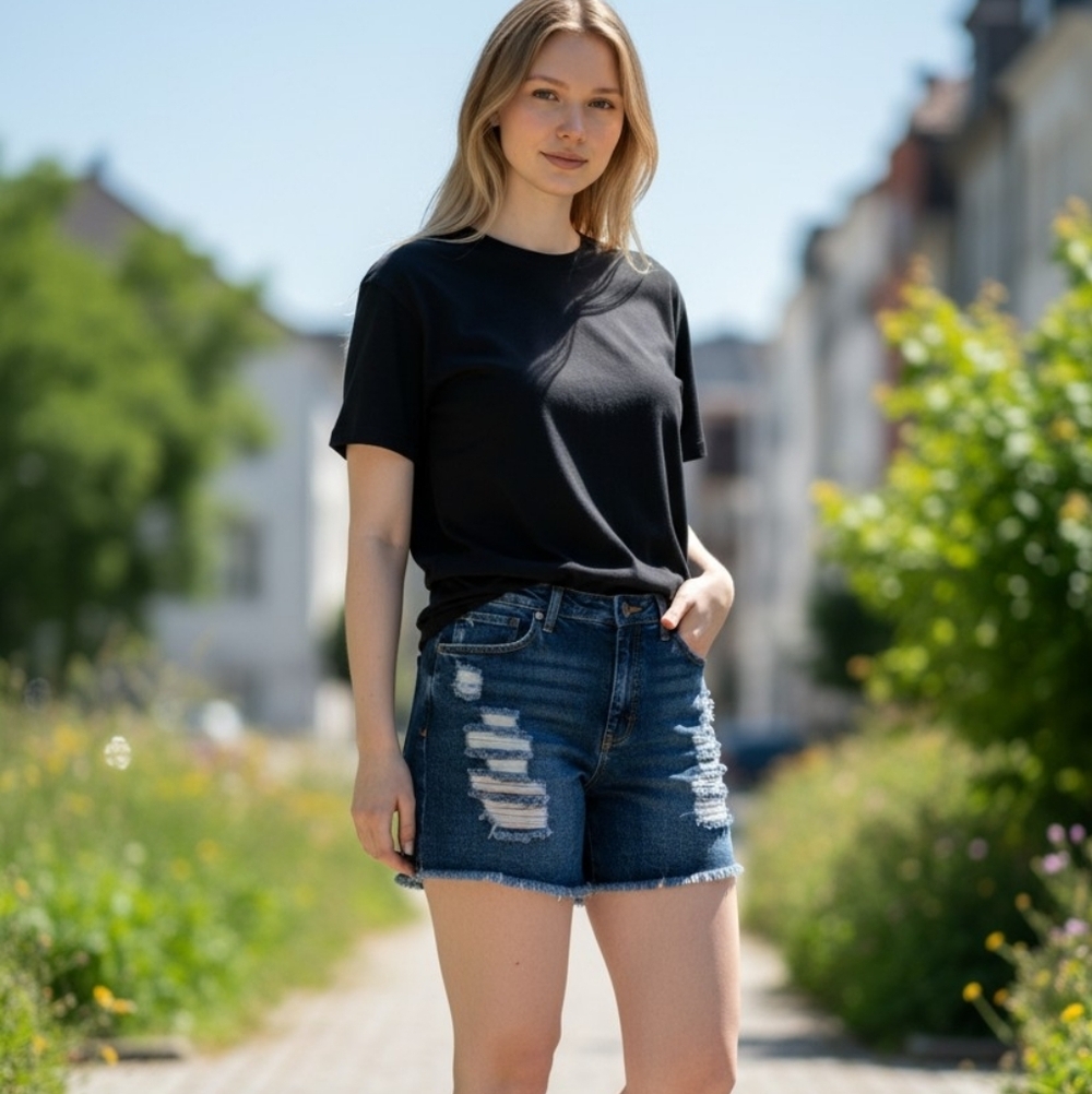 VIP Jeans Distressed Denim Shorts